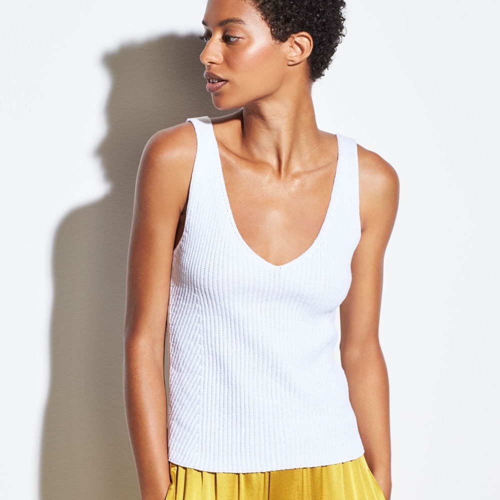 NEW Vince White Directional Rib Tank • XL